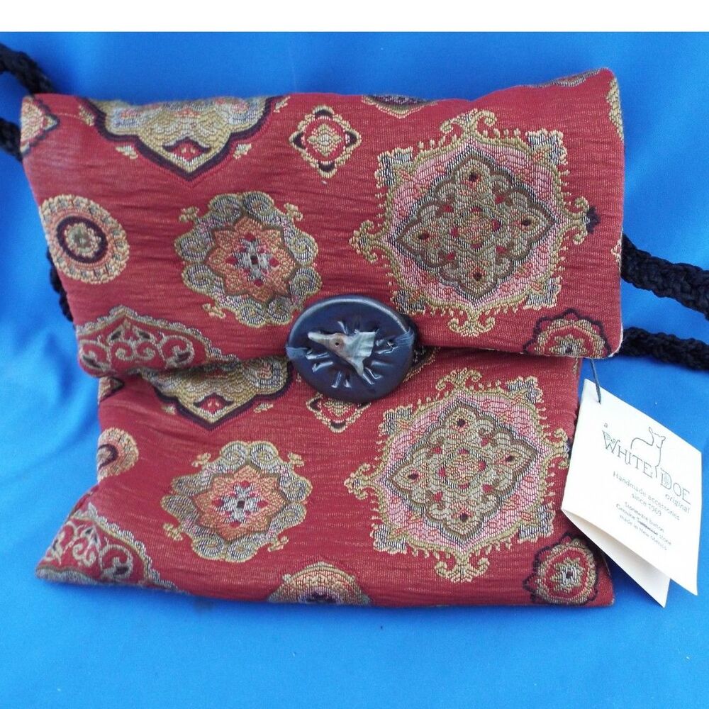 Vintage White Doe Handcrafted Woven Handbag Crossbody Boho Made In USA NWT